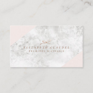 Luxe Marbel Blush Pink Rose Gold Foil Bow Visitekaartje