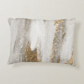 Luxe Marble Gold Strokes wit en grijs Accent Kussen (Achterkant)