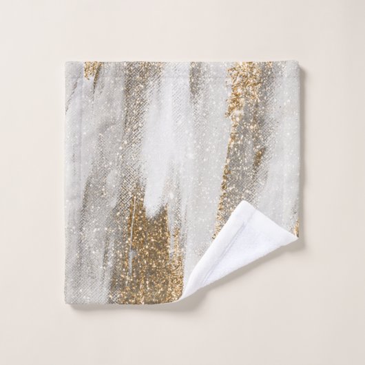 Luxe Marble Gold Strokes wit en grijs Bad Handdoek (Wasdoekje)