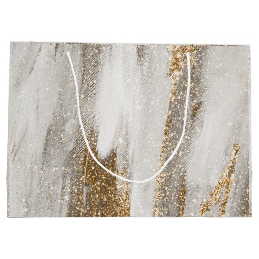 Luxe Marble Gold Strokes wit en grijs Groot Cadeauzakje (Achterkant)