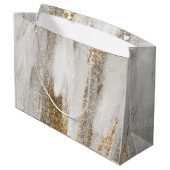 Luxe Marble Gold Strokes wit en grijs Groot Cadeauzakje (Achterkant Gekanteld)
