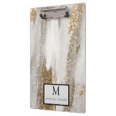 Luxe Marble Gold Strokes wit en grijs Klembord (Links)