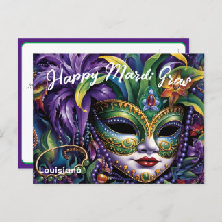 💜💛Luxe Mardi Gras Briefkaart