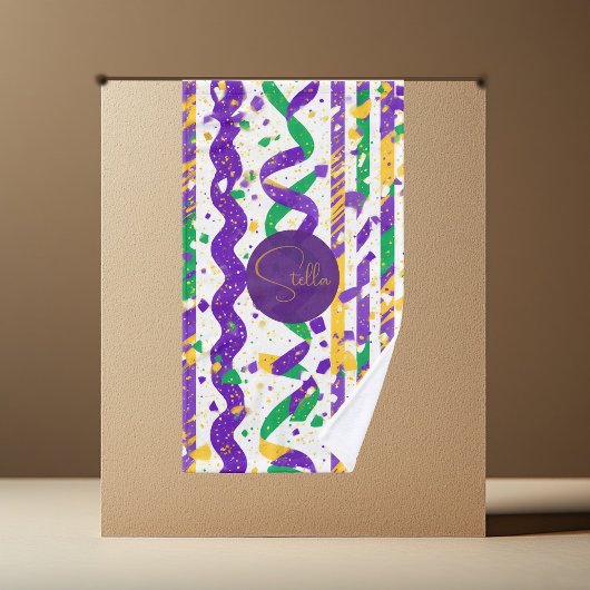 Luxe Mardi Gras Purple Gold Green Stripes Confetti