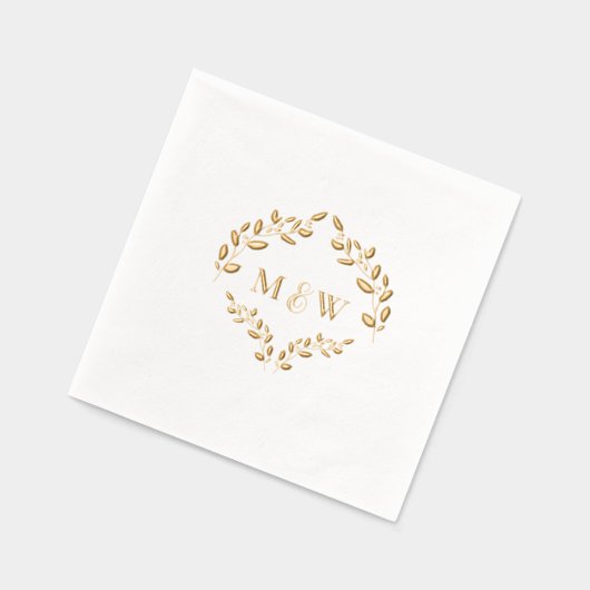 Luxe Mariage feuille de feuille d'or Monogram Cres (Gauche)