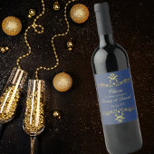 Luxe Marine Blauw en Goud Wedding Wijnfles Labe Wijn Etiket