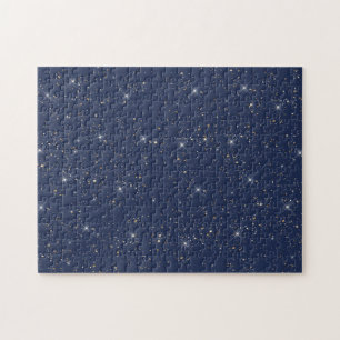 Luxe marine blauw sparkle goud glitter patroon legpuzzel