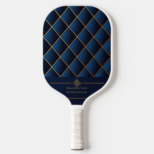 Luxe Marine en Gouden Geometrische Gepersonaliseer Pickleball Paddle