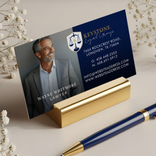 Luxe Marine Goud Advocaat Foto Monogram Magnetisch Visitekaartje