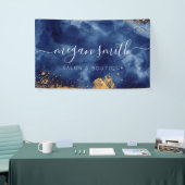 Luxe marineblauw goudWaterverf winkelwinkel Spandoek (Beurs)