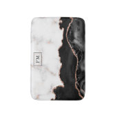 Luxe marmer Black Agate Gold Glitter Monogram Badmat (Voorkant Verticaal)