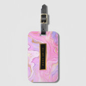 Luxe marmer Glitter Pink Paars Gold Bagagelabel (Voorkant (verticaal))
