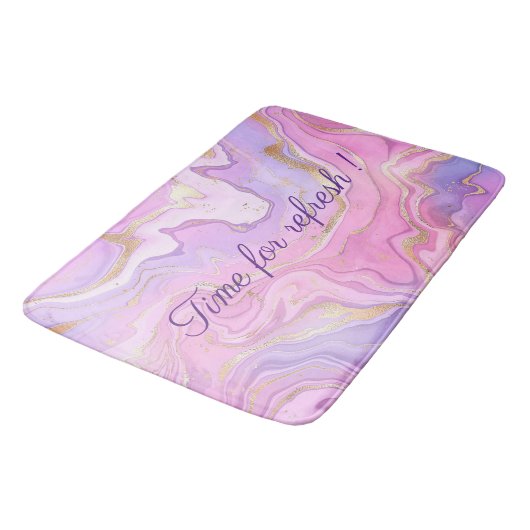 Luxe marmer Glitter Pink Paars Gold Bath Mat (Gekanteld)
