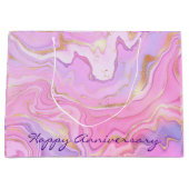 Luxe marmer Glitter Pink Paars Gold Groot Cadeauzakje (Voorkant)