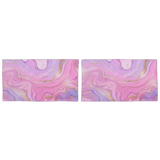 Luxe marmer Glitter Pink Paars Gold Kussensloop (Voorkant-Set)