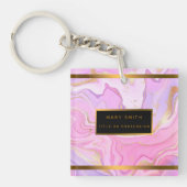 Luxe marmer Glitter Pink Paars Gold Sleutelhanger (Voorkant)