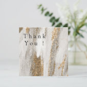 Luxe marmer Gold Strokes wit en grijs Invitat Bedankkaart (Staand voorkant)