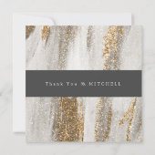 Luxe marmer Gold Strokes wit en grijs Invitat Bedankkaart (Achterkant)