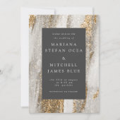 Luxe marmer goud strepen wit en grijs kaart (Voorkant)