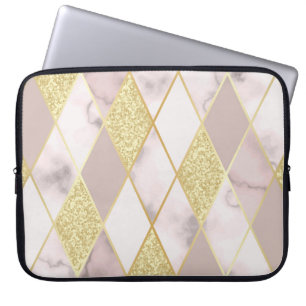 Luxe marmer gouden geometrische laptop sleeve
