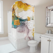 Luxe marmer met glitter goud douchegordijn (In situ)