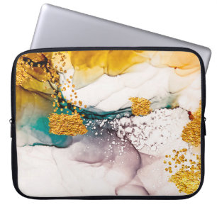Luxe marmer met glitter goud laptop sleeve