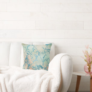 Luxe marmer   Mooie geel en koraal Blauwgroen ader Kussen