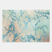 Luxe Marmer | Mooie Gele en Koraal Teal Ader Inpakpapier Vel (Voorkant)