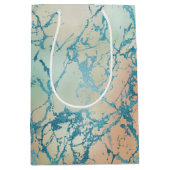 Luxe Marmer | Mooie Gele en Koraal Teal Ader Medium Cadeauzakje (Voorkant)