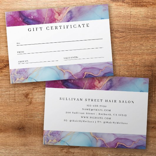 Luxe Marmer Paarse Blauwgroen Zakelijke Cadeaubon