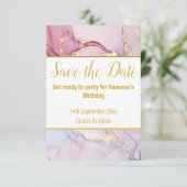 LUXE MARMER PASTEL SAVE THE DATE RSVP KAART (Staand voorkant)