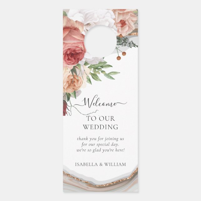 Luxe marmeren bruiloft welkom en niet storen (Voorkant)