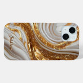 Luxe Marmeren Moeder van Parel Gouden Aderen Monog Case-Mate iPhone Case (Achterkant (horizontaal))