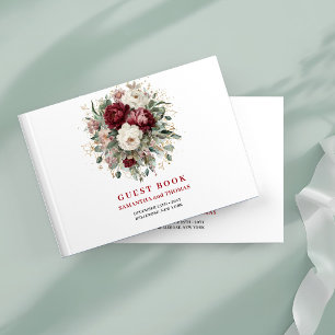 Luxe Marsala Bloemengroen Gastboek Gastenboek