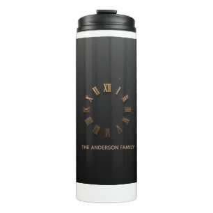 Luxe Mat Zwart & Goud Romeins Cijfer Koffiemok Thermosbeker