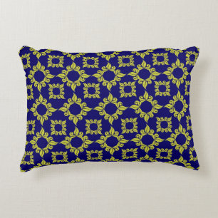Luxe Mediterraan tegelpatroon blauw geel Accent Kussen