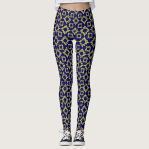 Luxe Mediterraan tegelpatroon blauw geel Leggings