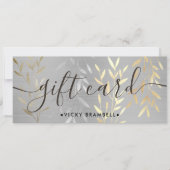 Luxe Metaal Goud & Zilveren Bladeren Cadeaubon (Voorkant)