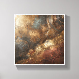 Luxe Metalen Reliëf Abstract - Industrieel Koper Canvas Afdruk