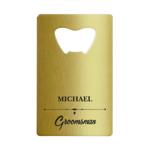 Luxe Metallic Goud Groomsmen Bruiloft Kredietkaart Flessenopener