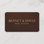 Luxe Metallic Goud op Mahonie Hout-Grain Visitekaartje (Voorkant)