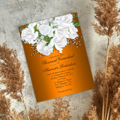 Luxe Metallic Sinaasappel en witte rozen bruiloft Briefkaart