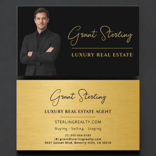 Luxe Metallic Vastgoed Zwart Goud Schrift  Visitekaartje