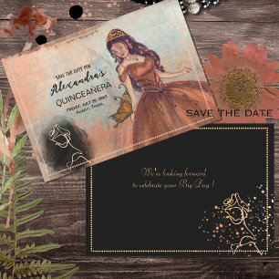 Luxe Métallisé Cuivre Quinceañera Carte de Préanno