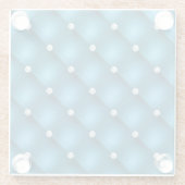 Luxe Mid Blue Diamond Tufted Pattern Glazen Onderzetter (Achterkant)