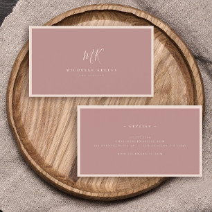 Luxe minima zwart monogram Roze Roze Stijlvol Visitekaartje