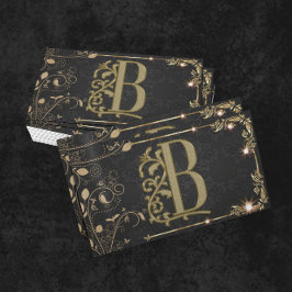 Luxe minima zwart monogram zwart goudvormig stijlv visitekaartje