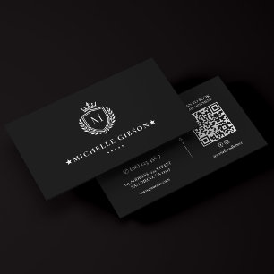 Luxe Minimaal Monogram Kroon Crest Branding Visitekaartje