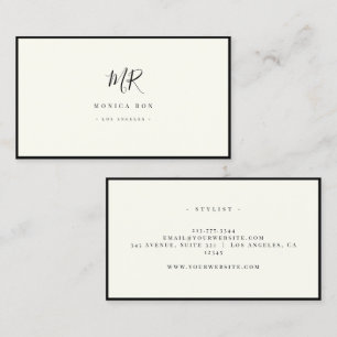 Luxe Minimaal Monogram Zwart Ivoor Chic Stijlvol B Visitekaartje