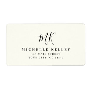 Luxe Minimaal Monogram Zwart Ivoor Chic Stijlvol Etiket